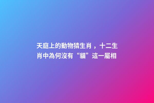 天庭上的動物猜生肖，十二生肖中為何沒有“貓”這一屬相